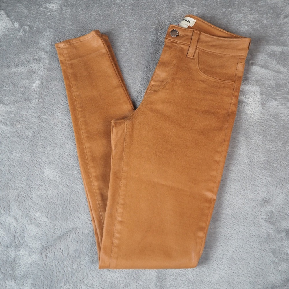 L'AGENCE Margot Skinny High Rise Coated Jeans in Java Pants Women's 25